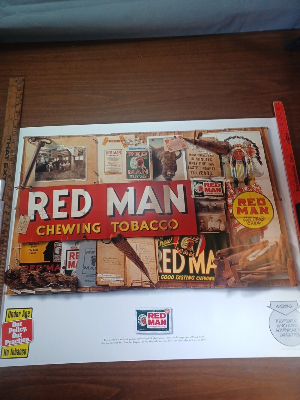 Vintage Redman Chewing Tobacco Poster 24'' x 30'' 2000 Original New Old Stock
